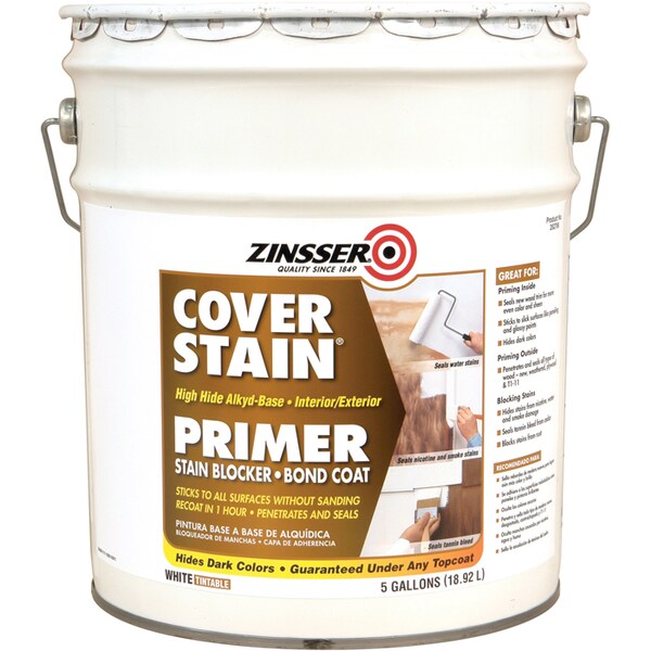 Zinsser 5 Gal White CoverStain OilBased Int/Ext Stain Block Primer